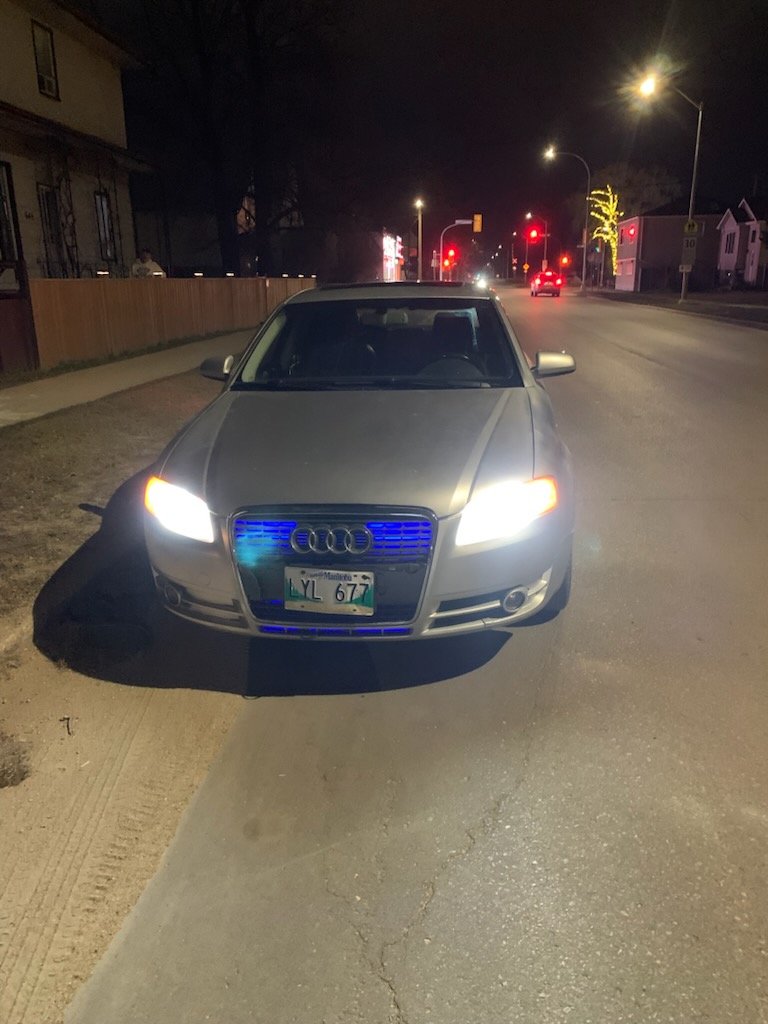 Custom Audi A4 front end with lit grille